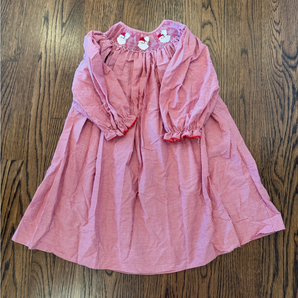 Southern Sunshine Christmas Dress with Santa Smocked Collar